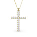 14KT Yellow Gold Religious Cross Diamond Pendant with 1.00CT (VS2-SI1 Clarity and I-J Color) Round Cut Diamonds