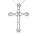 Christian Religious Cross 14KT White Gold Diamond Pendant with 1.50CT Round Cut Diamonds (I-J Color and VS2-SI1 Clarity)