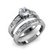 Round and Princess Cut Diamonds - 1.80CT Bridal Set 