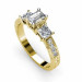 1.25CT Emerald and Round Cut Diamonds Engagement Ring