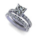 2.40CT princess and round cut diamonds bridal set