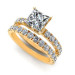 2.40CT princess and round cut diamonds bridal set