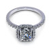 1.00CT asscher and round cut diamonds engagement ring