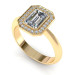 0.90CT emerald and round cut diamonds engagement ring