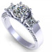 1.30CT round and princess cut diamonds three stone ring
