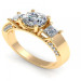 1.55CT round and princess cut diamonds three stone ring