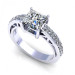 1.05CT princess and round cut diamonds engagement ring