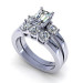 1.45CT emerald and round cut diamonds bridal set