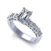1.15CT emerald and round cut diamonds engagement ring