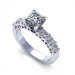 0.95CT princess and round cut diamonds engagement ring