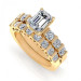 1.90CT emerald and round cut diamonds bridal set