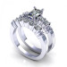 1.75CT emerald and round cut diamonds bridal set