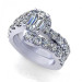 2.95CT emerald and round cut diamonds bridal set