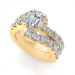 3.15CT emerald and round cut diamonds bridal set