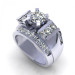 3.00CT round and princess cut diamonds engagement ring