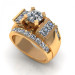 3.00CT round and princess cut diamonds engagement ring