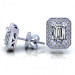 0.40CT emerald and round cut diamonds stud earrings