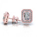 1.65CT emerald and round cut diamonds stud earrings
