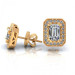 1.65CT emerald and round cut diamonds stud earrings