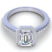 0.75CT emerald and round cut diamonds engagement ring