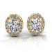 1.00CT oval and round cut diamonds stud earrings