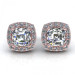 2.20CT ascher and round cut diamonds stud earrings