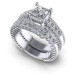 1.00CT Princess And Round Cut Diamonds Bridal Set