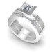 0.80CT Round And Princess Cut Diamonds Bridal Set