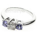 0.90CT Round Cut Diamond and Sapphires Three Stone Ring